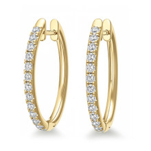 1 Carat Fine Diamond Hoop Earrings 14k Yellow Gold