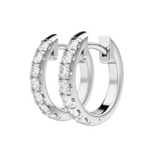 1/3ct Small Diamond Hoop Earrings 14k White Gold