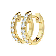 1/3ct Small Diamond Hoop Earrings 14k Yellow Gold