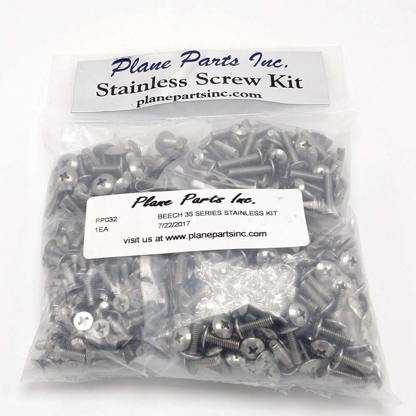 Beech 33/35/36 Bonanza/Deb. Stainless Screw Kit/Airframe PP032