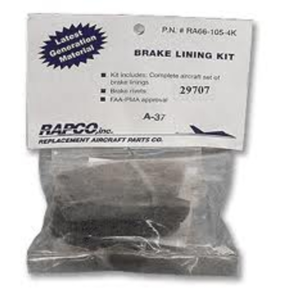 Rapco RA66-105-4K Brake Lining Kit (4 Linings & 8 Rivets) RA66-105-4K