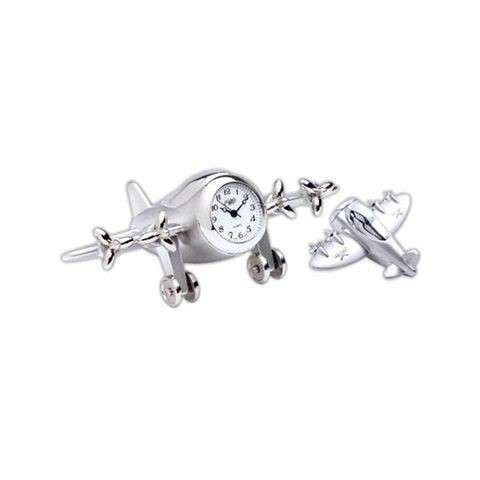 4-Propeller Airplane Clock CL-SILVER AERO-4P