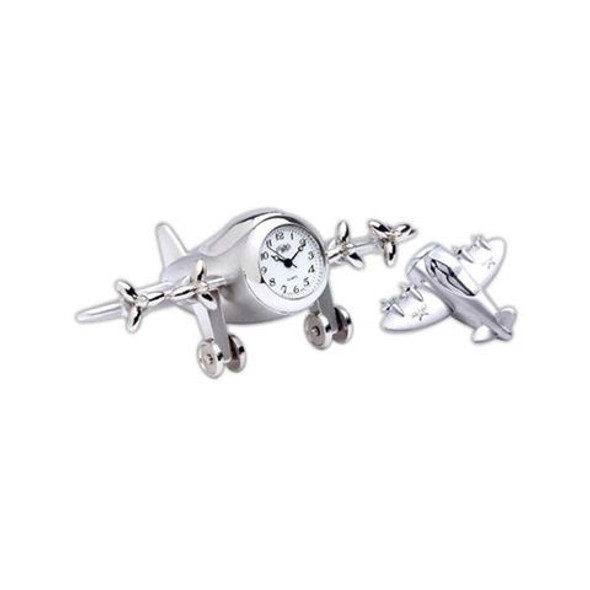 4-Propeller Airplane Clock: CL-SILVER AERO-4P