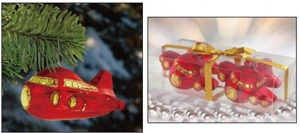 Shatterproof Acrylic Red Jetliner Plane Ornament - 2 Pack: ORN-RED JETLINER