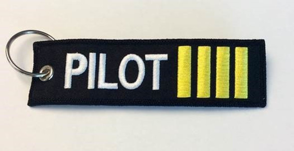 "Pilot" w/Epaulet Bars Embroidered Keychain: KCE-Pilot