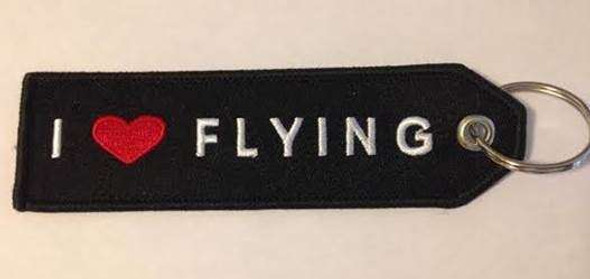 "I Love Flying" Embroidered Keychain KCE-Love