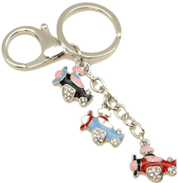 Two assorted color combinations for this 3 Charm Dangler key Chain.