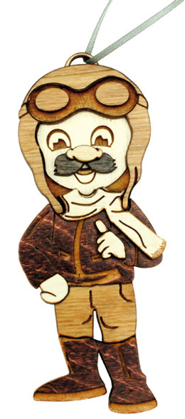 3D Laser cut Wooden Aviator Ornament: OR-LWAV