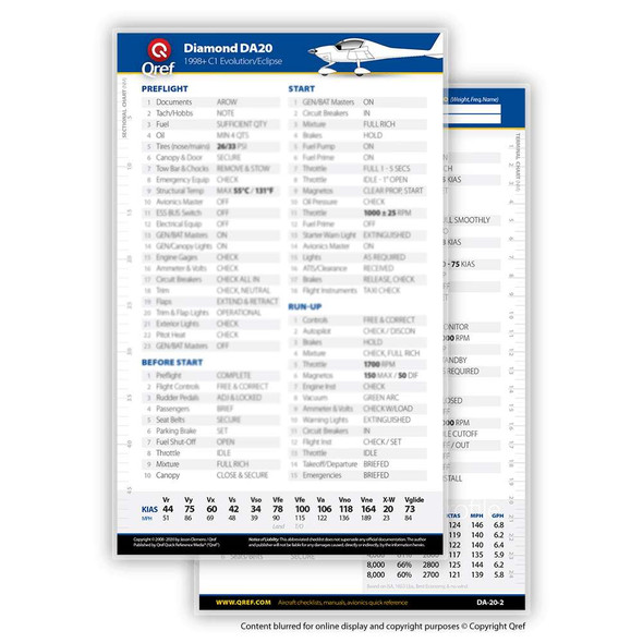 Qref Diamond DA20 C1 Checklist Card DA-20-2