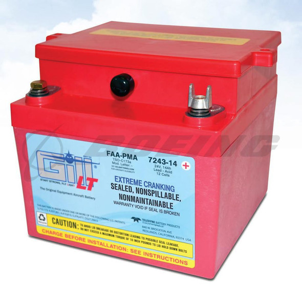 Gill® 7243-14 LT Valve Regulated Sealed Lead Acid Aircraft Battery, 24V, 14Ah: 7243-14