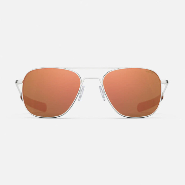 Randolph Aviator - Satin Silver & Rose Gold Mirror Polarized Sunglasses AF51X
