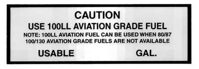Caution: Use 100LL PLACARDT-100