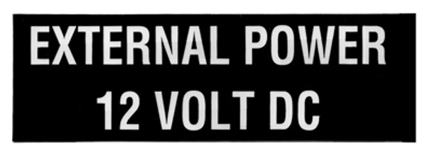 External Power 12V DC: PLACARDT-016