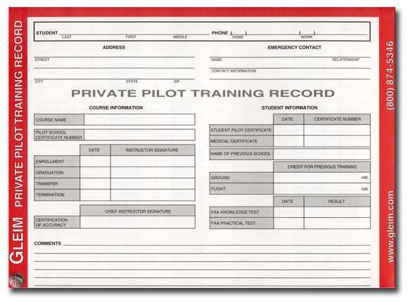 Gleim Private Pilot Training Record G-PP-TR