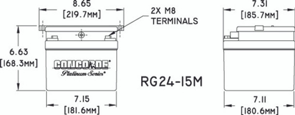 Concorde RG24-15M  Dimensions