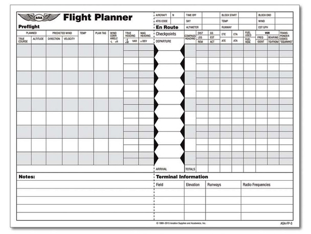 ASA Flight Pad Planner with ICAO Plan Format ASA-FP-3