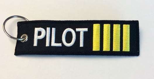 "Pilot" w/Epaulet Bars Embroidered Keychain KCE-Pilot