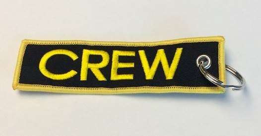 "Crew" Black & Gold Embroidered Keychain KCE-Crew-Gold