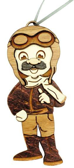 3D Laser cut Wooden Aviator Ornament OR-LWAV