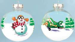 Transparent Plane and Snowman Ornament OR-ASM
