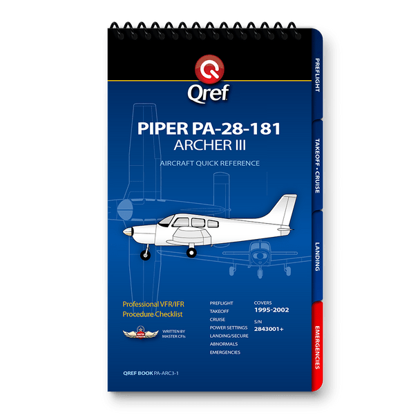 Qref Piper PA-28-181 Archer III Multi-Page Checklist
PA-ARC3-1
SkySupplyUSA.com