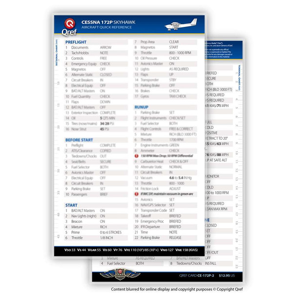 Qref Cessna 172P Skyhawk Checklist Card CE-172P-2