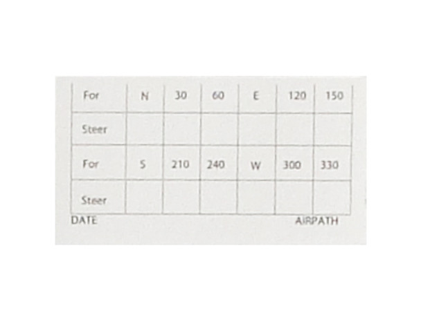 Airpath Compass Repair Kits - Deviation Card
C23-807 Airpath Compass Repair Kits - Deviation Card
C23-807