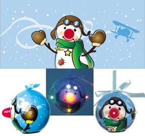 Snowman Pilot LED Bulb Ornament