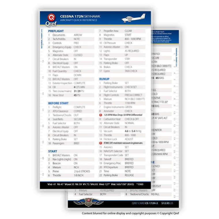 Qref Cessna 172N Skyhawk Checklist Card
