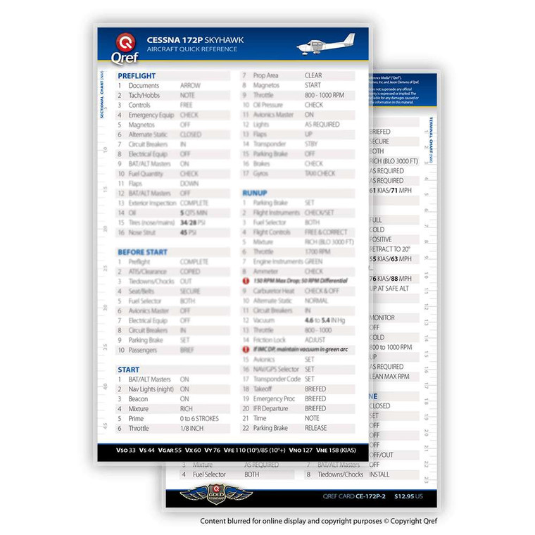 Qref Cessna 172P Skyhawk Checklist Card