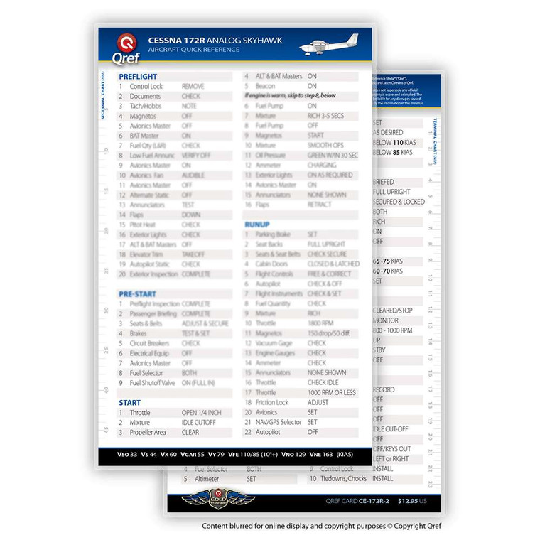 Qref Cessna 172R Skyhawk Checklist Card
