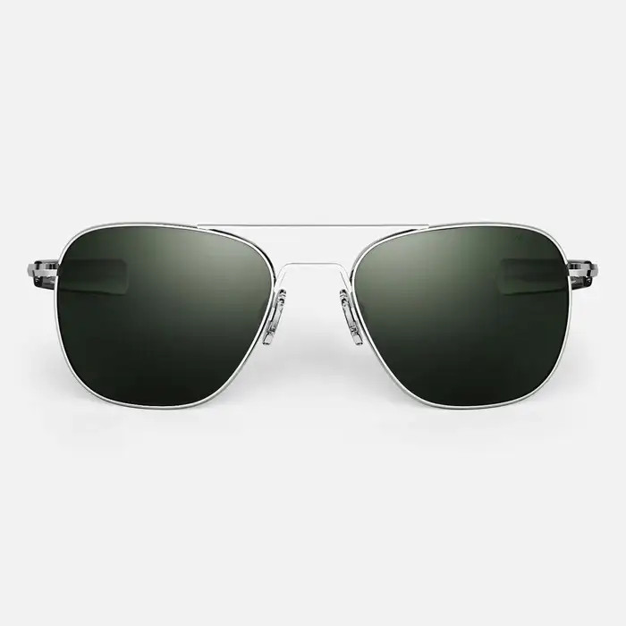 Randolph Aviator Sunglasses, 52mm, Matte Chrome, AGX Lens