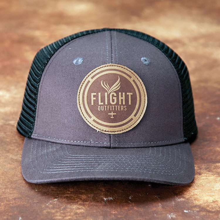 Flight Outfitters Gray Leather Patch Hat