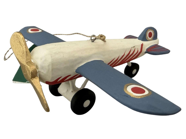 Blue Wooden Cessna Ornament