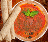 Tortilla crust with tomato "pizza" sauce