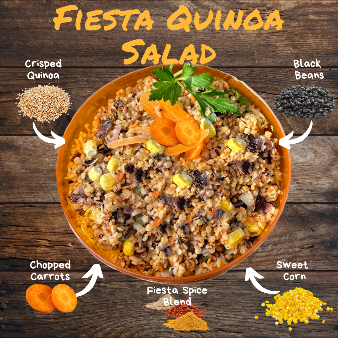 Organic Instant Cold Quinoa Salad with Black Bean Flakes Outdoor