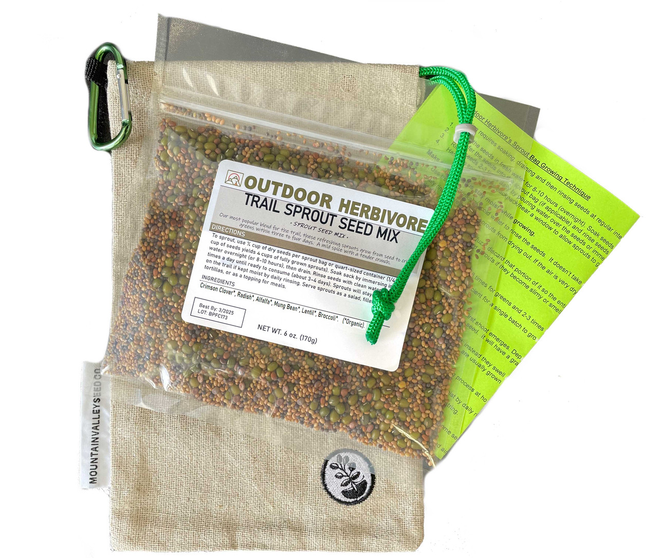 Trail Sprout Backpacking Kit Hemp Sack Organic Seeds | Outdoor