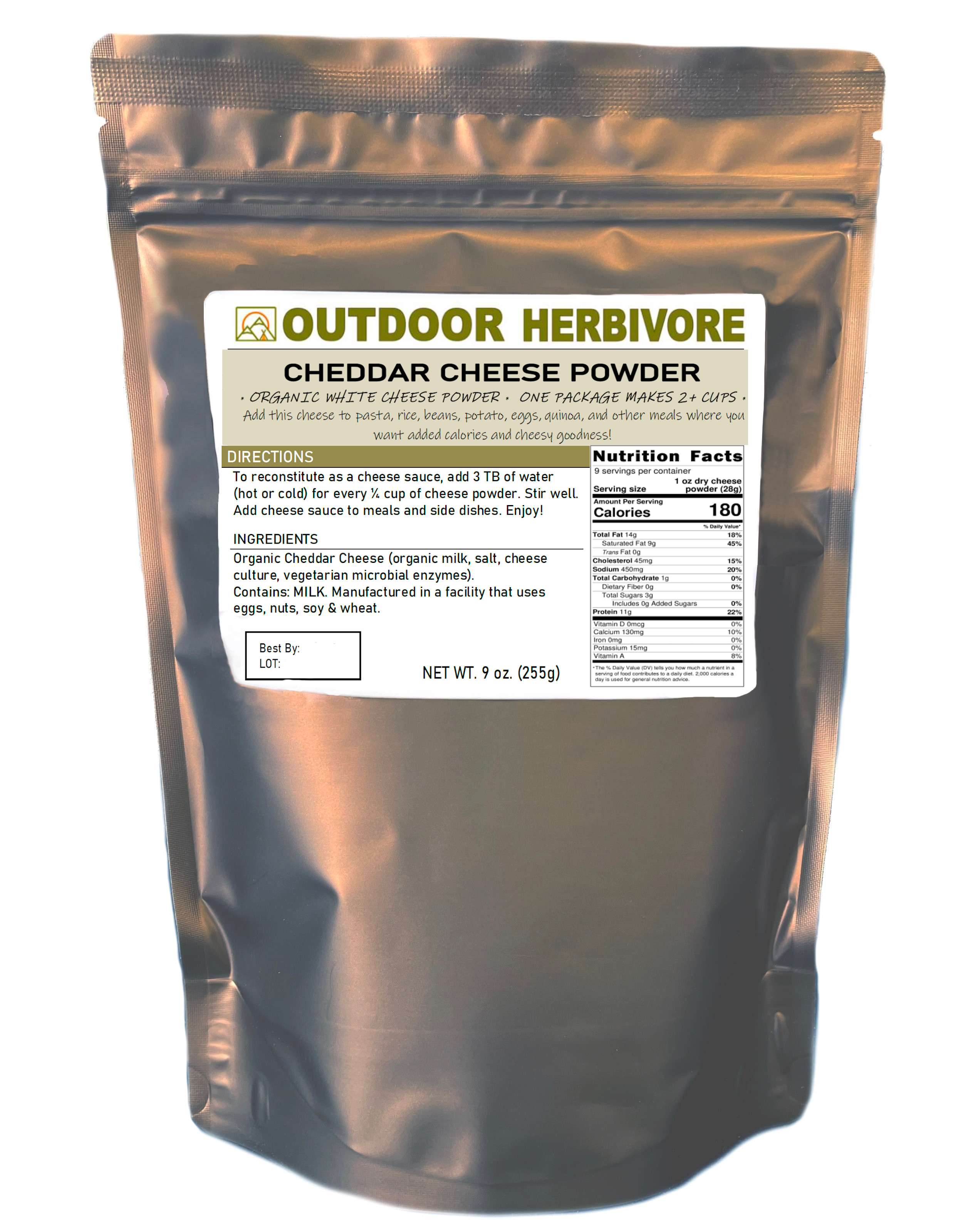 Instant Organic Cheddar Cheese Powder Outdoor Herbivore