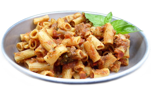 Dehydrated marinara with instant penne pasta