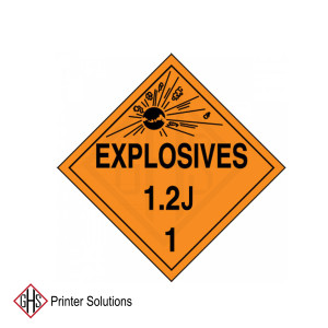 DOT Placard: Hazard Class 1 - Explosives & Blasting Agents (1.2J)