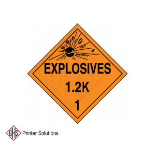 DOT Placard: Hazard Class 1 - Explosives & Blasting Agents (1.2K)