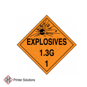 DOT Placard: Hazard Class 1 - Explosives & Blasting Agents (1.3G)