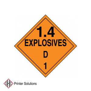 DOT Placard: Hazard Class 1 - Explosives & Blasting Agents (1.4D)