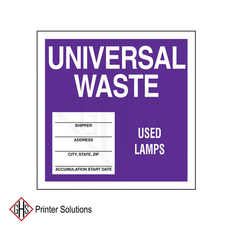 Drum & Container Labels: Universal Waste - Used Lamps