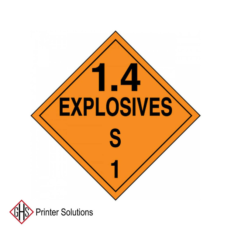 DOT Placard: Hazard Class 1 - Explosives & Blasting Agents (1.4S)