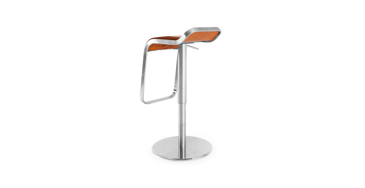 Lem Piston Italian Leather Adjustable Barstool - Chrome Base