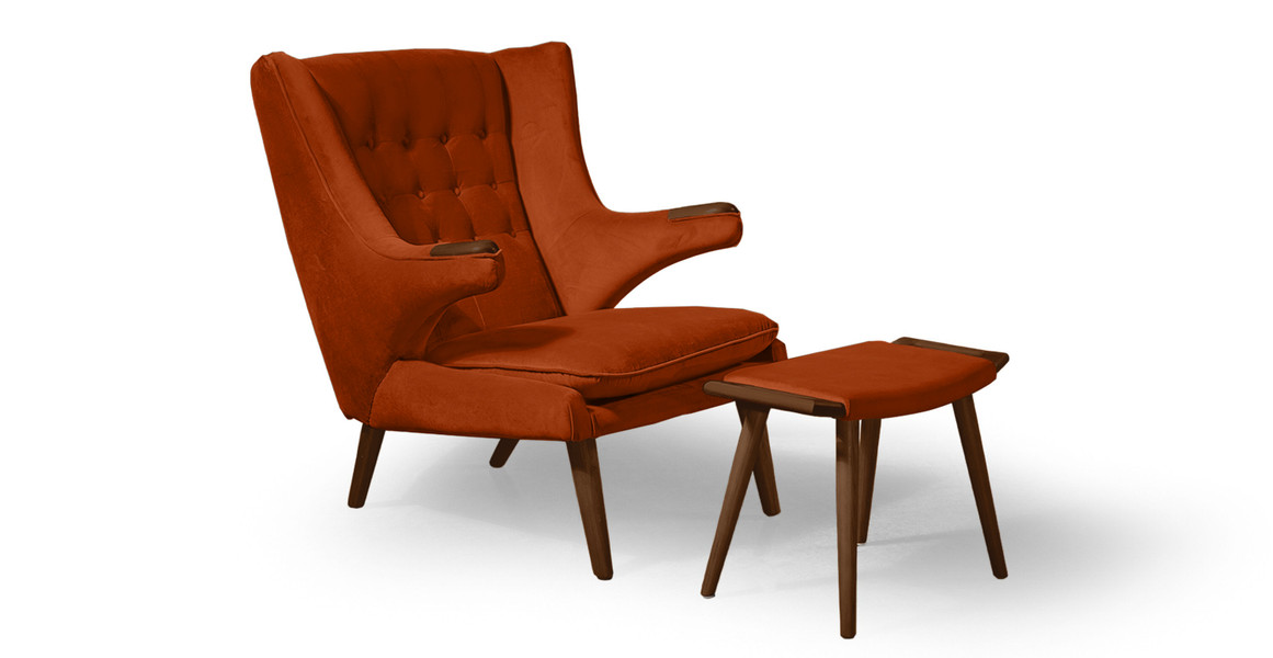 Papa Bear Chair & Ottoman - Walnut