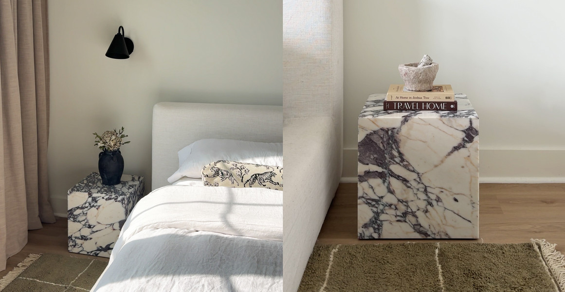 Copenhagen Marble Plinth Cube Small Side Table