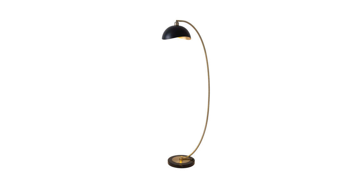 Luna Bella Chairside Arc Floor Lamp - 60', Weathered Brass, On/Off Step Switch, Marble Base