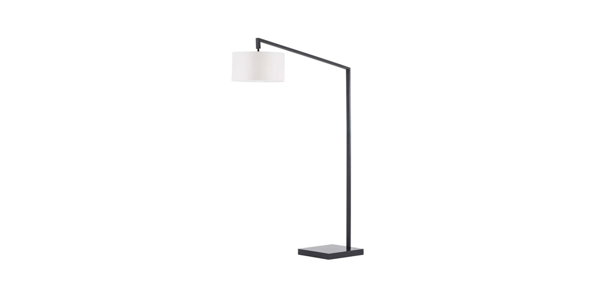 Stretch Chairside Arc Floor Lamp - 75', Matte Black, Step Switch, Rectangular marble base